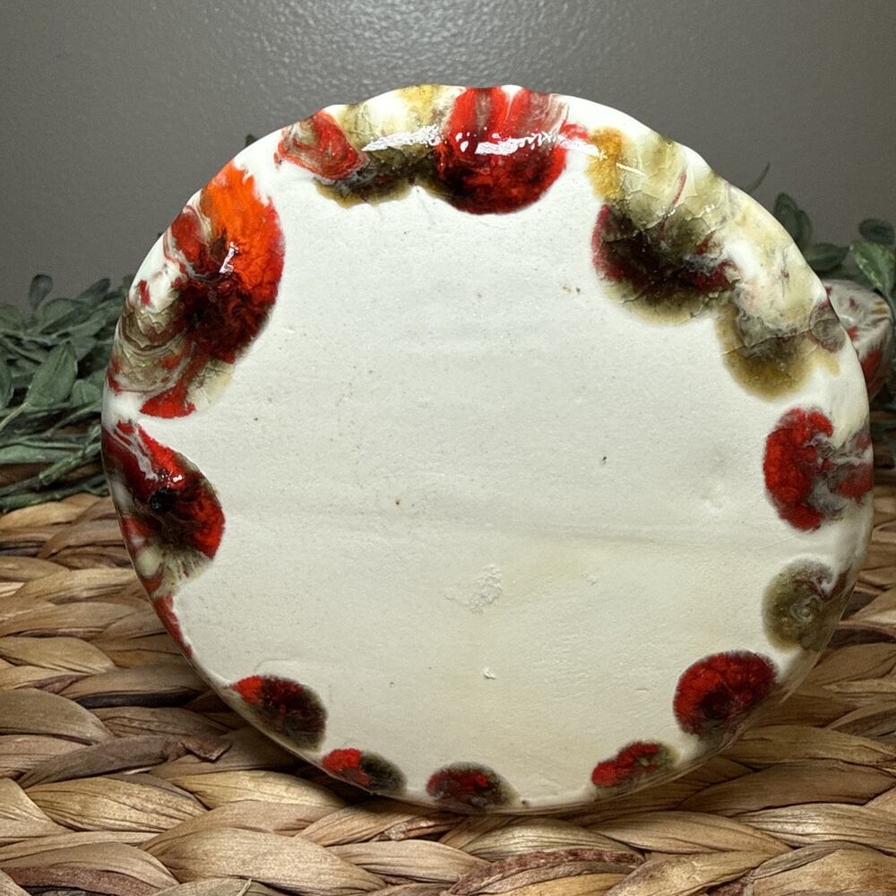 Vintage Studio Pottery Coffee Pot Red Drip Glaze Fluted Ceramic 10” MCM, Chips - Picture 9 of 13